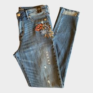 ABERCROMBIE & FITCH High Rise Super Skinny Embroidered Jeans Size 28